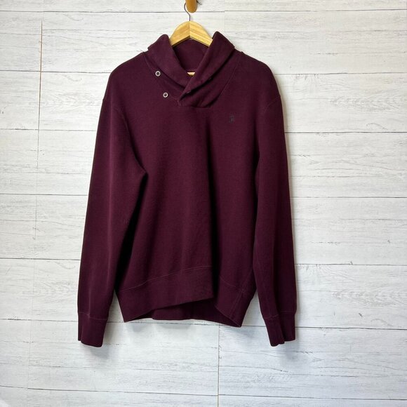 Polo by Ralph Lauren Shirt Mens Size XL Dark Burgundy Shawl Collar Pullover - Picture 1 of 16